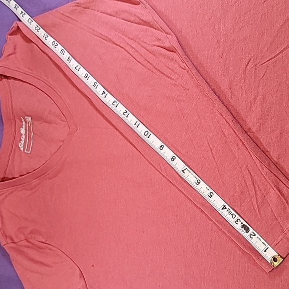 0729. Eddie Bauer ~ V- Neck ~ Long Sleeve T ~  XXL ~ Pink Grapefruit Color ~ - Picture 10 of 11